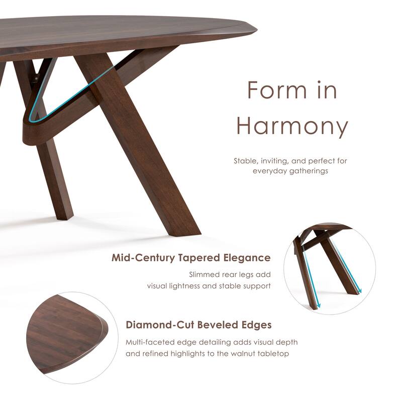 Furniture of America Abigail VI Mid-Century Modern 5-Piece Walnut Solid Wood Dining Set