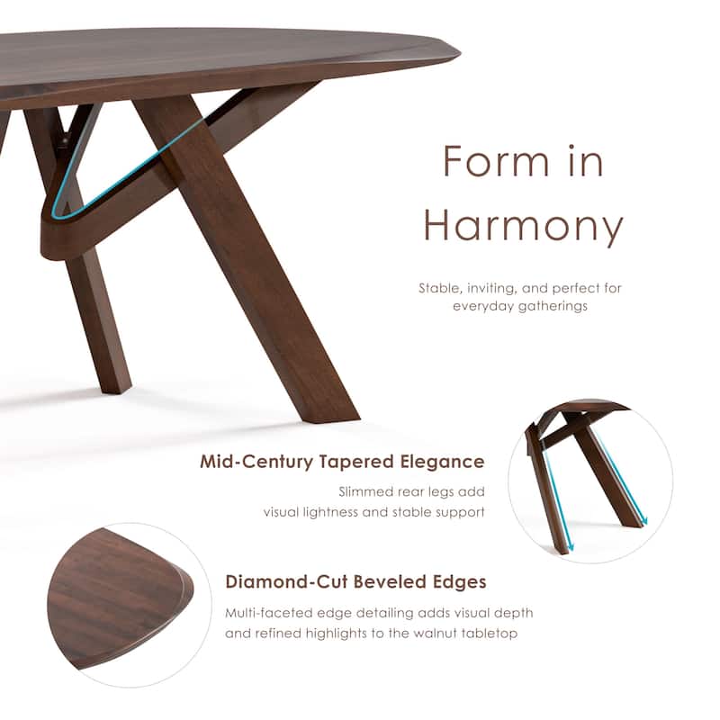 Furniture of America Abigail VI Mid-Century Modern 7-Piece Walnut Solid Wood Dining Set