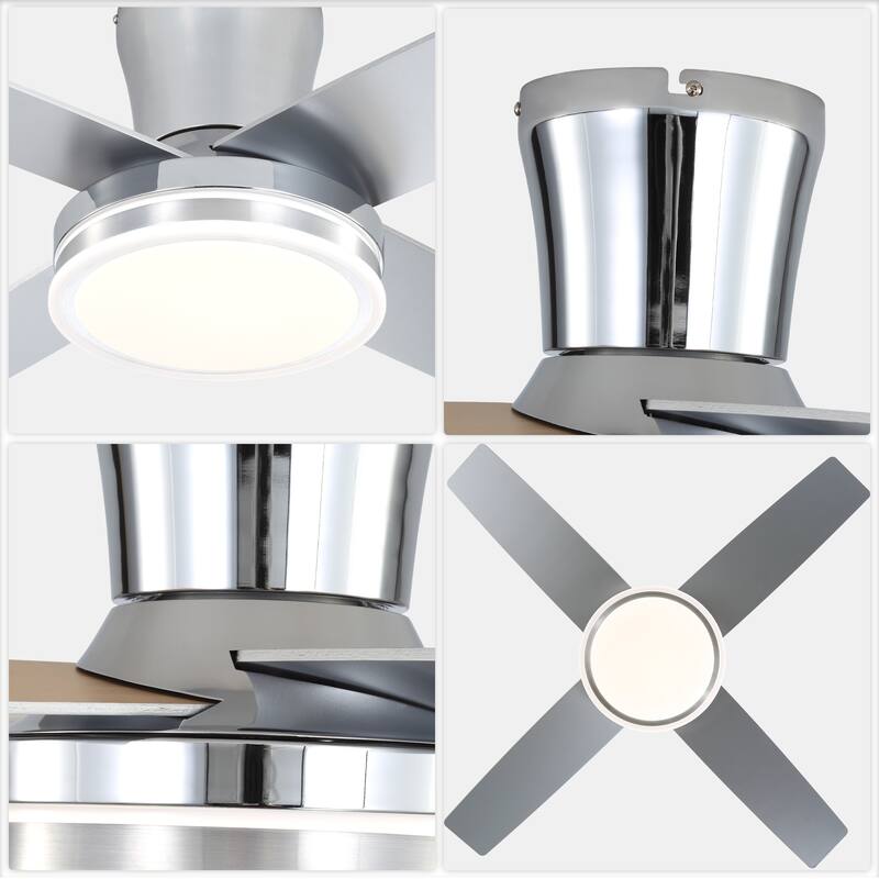 Cusp Barn 44" Low Profile Flush Mount Ceiling Fans with Lights and Remote, Modern 6 Speeds Quiet Reversible DC Motor Ceiling Fan