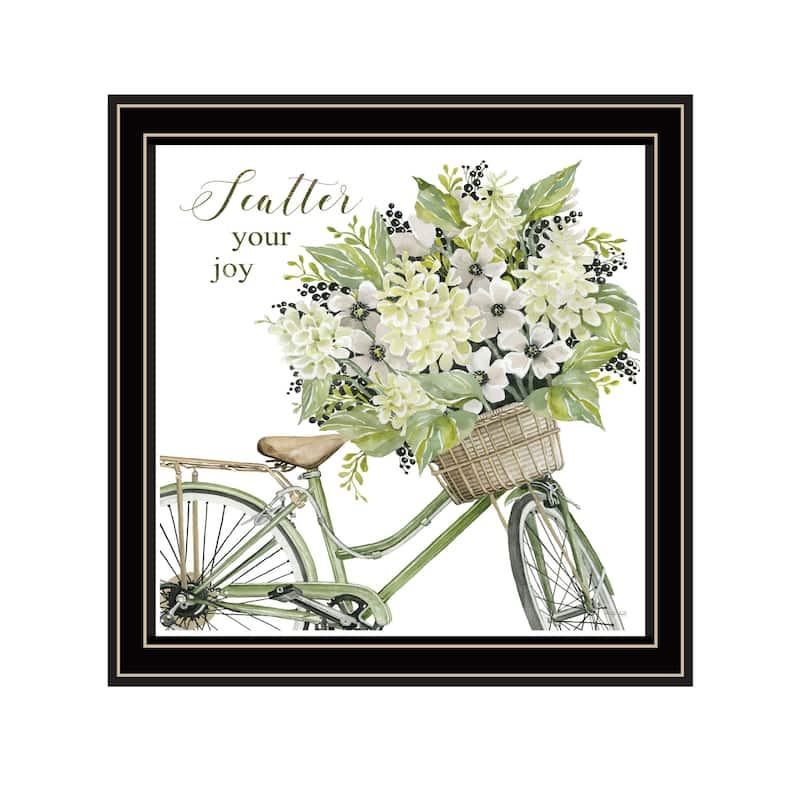 TrendyDecor4U Contemporary "SCATTER YOUR JOY WITH FLOWERS" Framed Print Wall Art - Multi