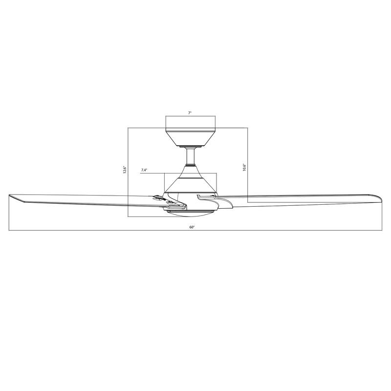 Zelda Indoor Outdoor 3-Blade Smart Ceiling Fan 60in with 3000K LED and Remote Control-REMOVE FINISH - 60