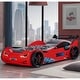 preview thumbnail 1 of 3, Furniture of America Rilven Modern Red Twin Race Car-Shaped Platform Bed with LED Headlights Red