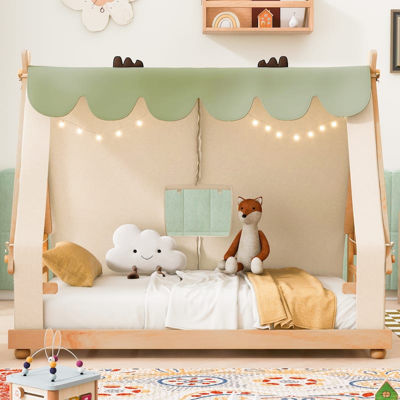 Whimsical Tent House Bed with Lights and Skylight by Harper&Bright Designs