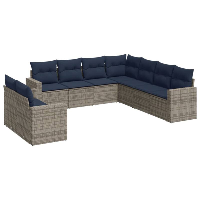 vidaXL Patio Sofa Set with Cushions Outdoor Conversation Furniture Poly Rattan - 25.8" x 24.4" x 27.2"