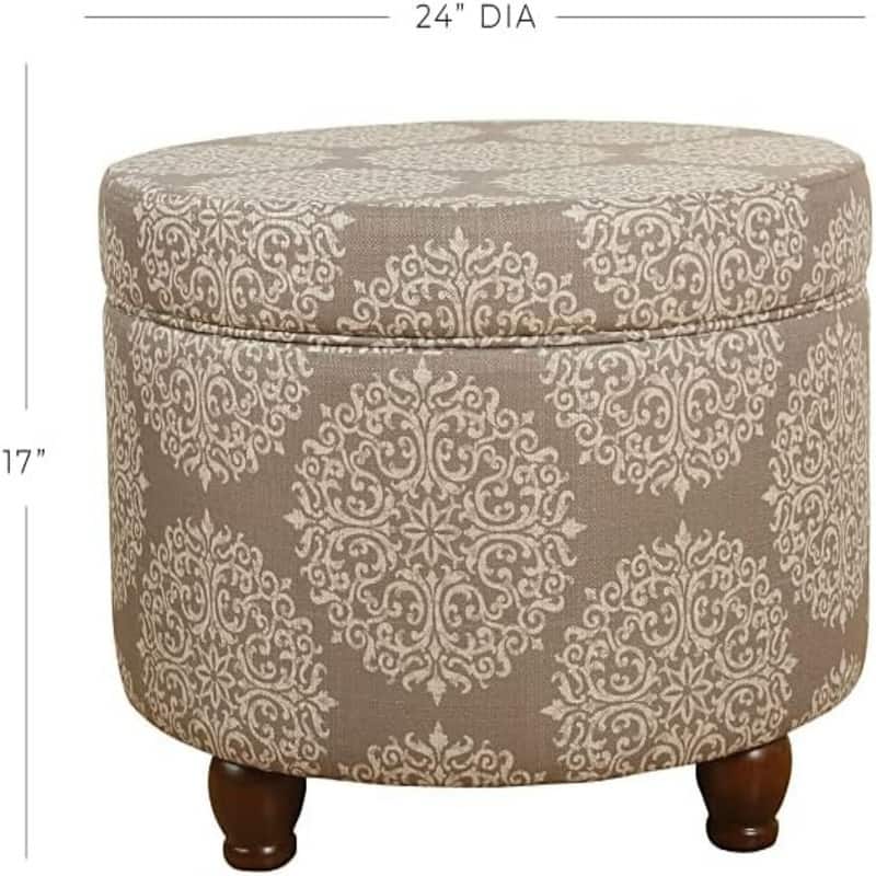 Upholstered Round Storage Ottoman Large