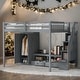 preview thumbnail 15 of 26, 2 Color Full Size Loft Bed Frame with Wardrobe, Safe Low Storage Table and Storage Staircase Grey