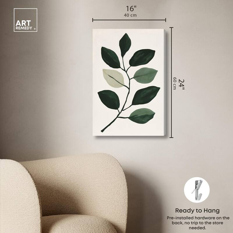 Green and Grey Branch II Canvas by Art Remedy, Gallery Wrapped