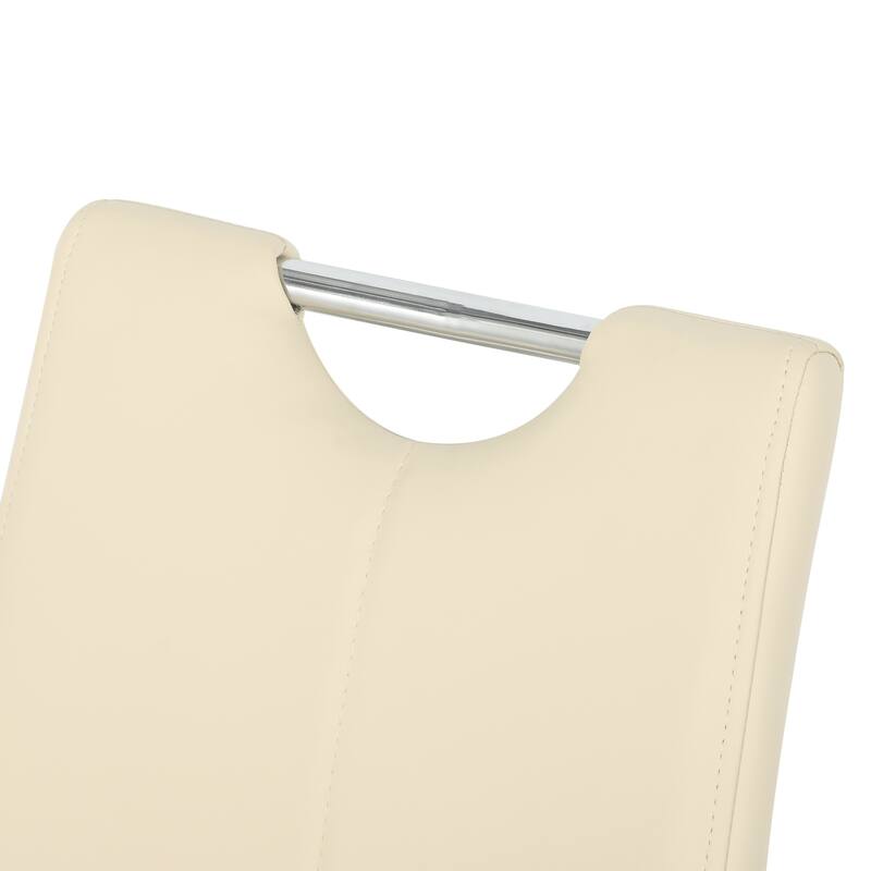 Modern PU Dining Chair Living Room Chair Upholstered Chair, Electroplated Metal Chair Leg Design, Kitchen (Set Of 2)