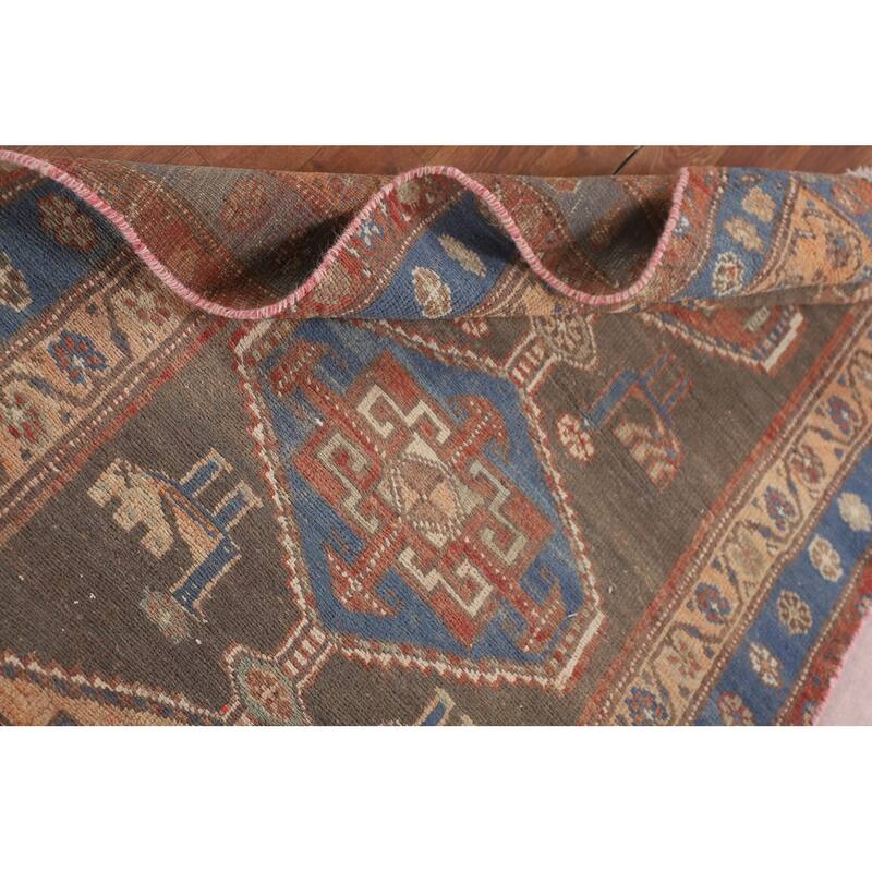 Tribal Ardebil Persian Vintage Runner Rug Handmade Wool Carpet - 3'3"x 11'1"