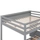 preview thumbnail 15 of 13, Gray Full Futon Bunk Beds with Staircase and Bedside Table Can be Swapped Left Right, Lower Bed Convertible Daybed with Drawers