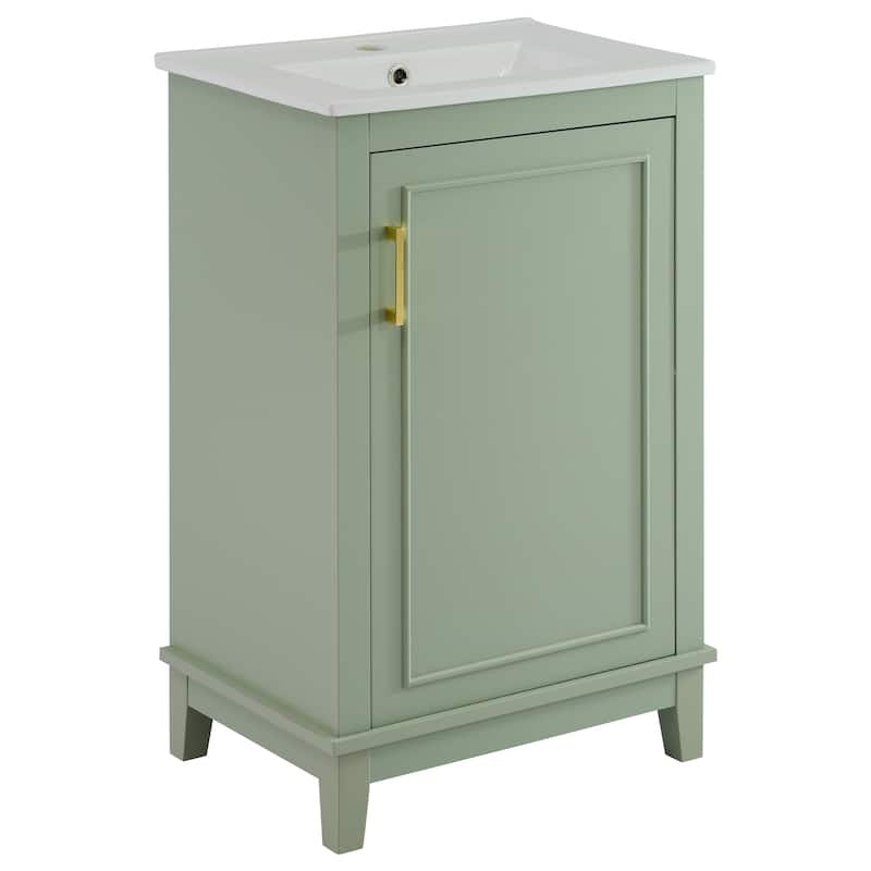Bathroom Vanity with Sink, Small Bathroom Cabinet with Storage Racks, Single Basin Vanity Set with Soft-Close Door