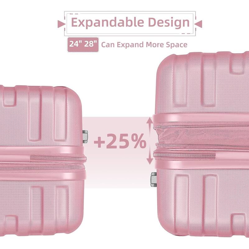 6PCS Hardside Expandable Luggage Sets with Spinner Wheels TSA Lock