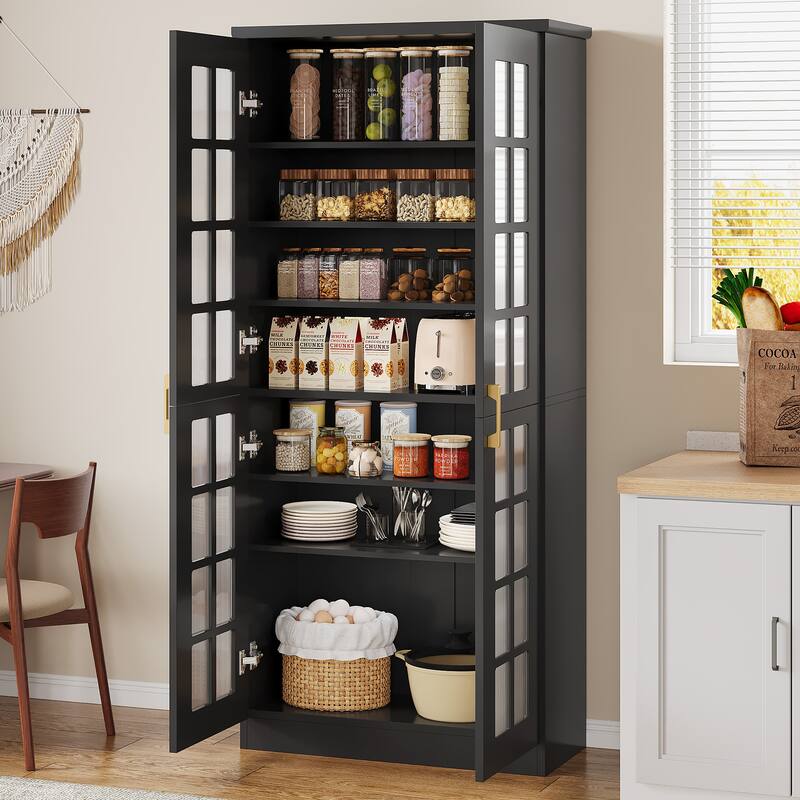 71" Tall Modern Storage Cabinet with Doors and Adjustable Shelves