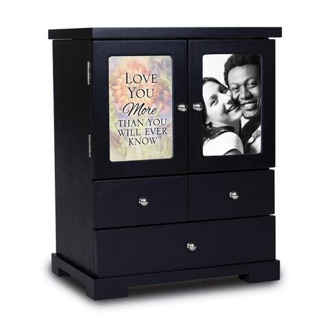 Curata Black Finish Love You More 3x5 Photo Frame Doors Wooden Jewelry Armoire