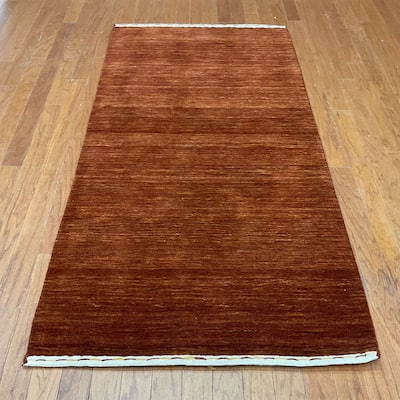 HERAT ORIENTAL Handmade Rust Gabbeh Wool Rug - 3' x 6'