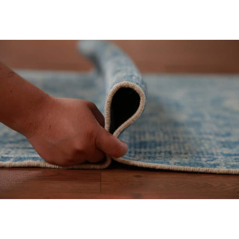 Hand Knotted Oriental 100% Wool Carpet Transitional All-Over Navy Blue & Blues Oushak Runner Rug - 17' 4'' X 3' 2''
