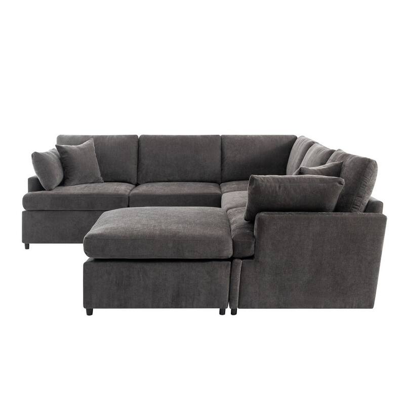 Modern Large U-Shape Sectional Sofa, with Removable Ottomans for Living Room