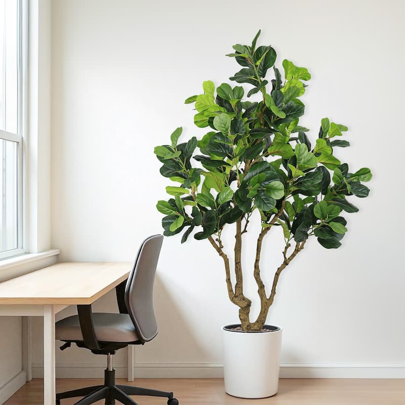 7FT Tall Artificial Banyan Tree Silk Plant - Large Faux Greenery with Natural Look Leaves, Potted Fake Tree, 1pc/set