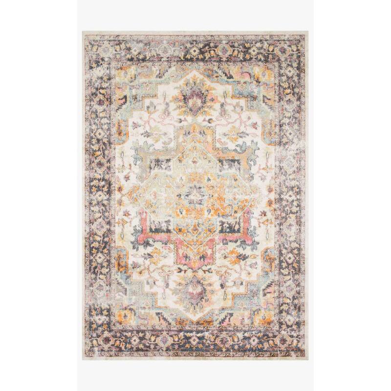 Alexander Home Jennifer Collection Bohemian Medallion Distressed Area Rug