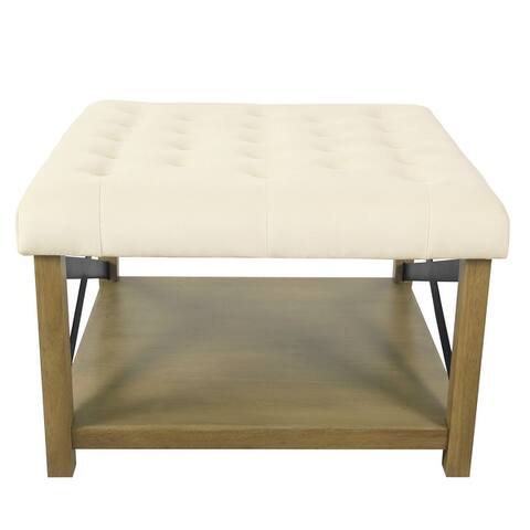 HomePop Tufted Ottoman with Wooden Storage