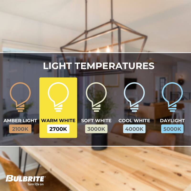 Bulbrite LED Filament Pack of (4) 5 Watt Dimmable B11 Light Bulb with Clear Glass Finish and Candelabra (E12) Base