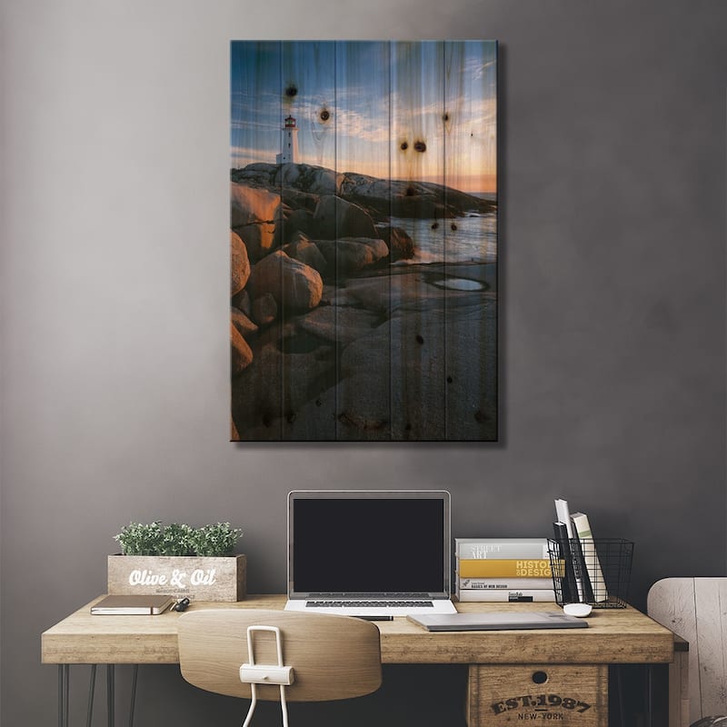 Peggys Point Lighthouse, Peggys Cove, Halifax Region, Nova Scotia, Canada Print On Wood by Panoramic Images - Multi-Color