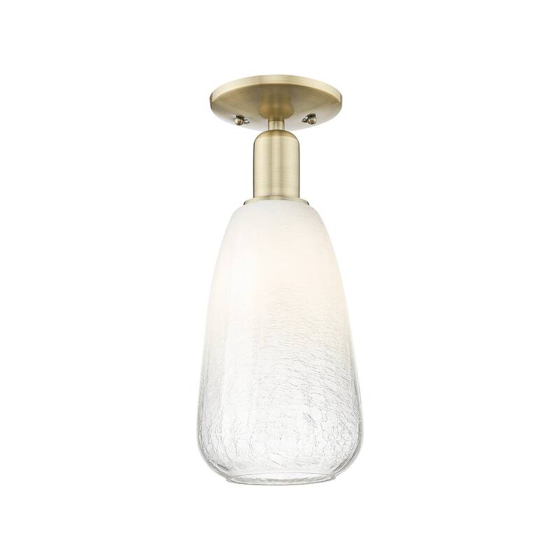 Innovations Lighting 716-1C-15-6 Brookhaven Almond Semi-Flush - Antique Brass / Opal