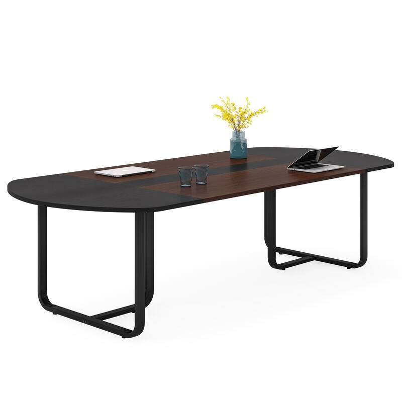 70.86" Modern Oval Dining Table with Splicing Board, Curved Kitchen Tables for 6-8