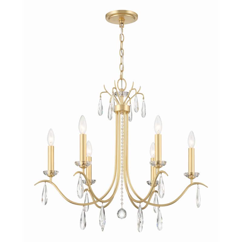 Rollins 6 Light Antique Gold Chandelier - 28"W x 25.25"H x 28"D
