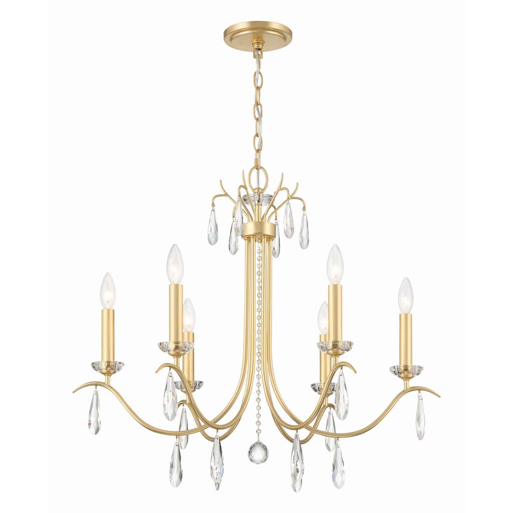Rollins 6 Light Antique Gold Chandelier - 28"W x 25.25"H x 28"D