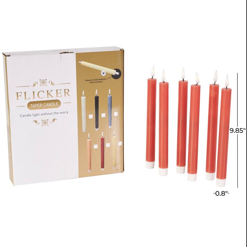 Wax Flameless Candle with Remote Control - Set of 6 Red, Black, White, Yellow, Blue or Pink - Roche River Decor