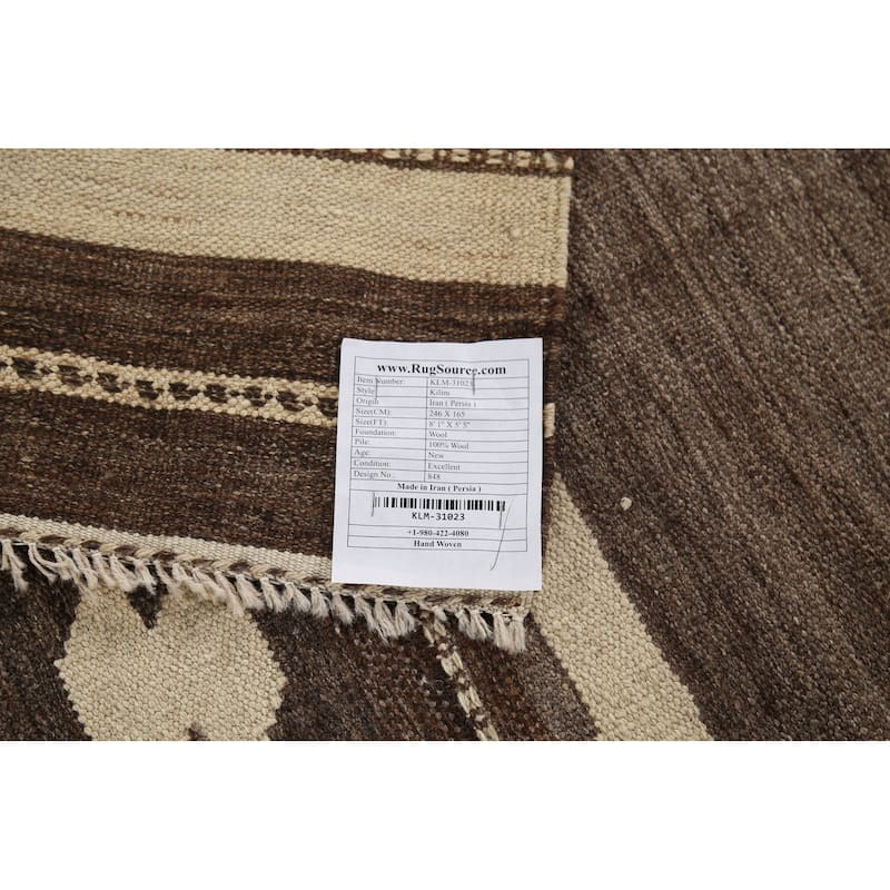 Nomadic Flat Weave Kilim Persian Area Rug Hand-Knotted Wool Carpet - 5'5"x 8'1"