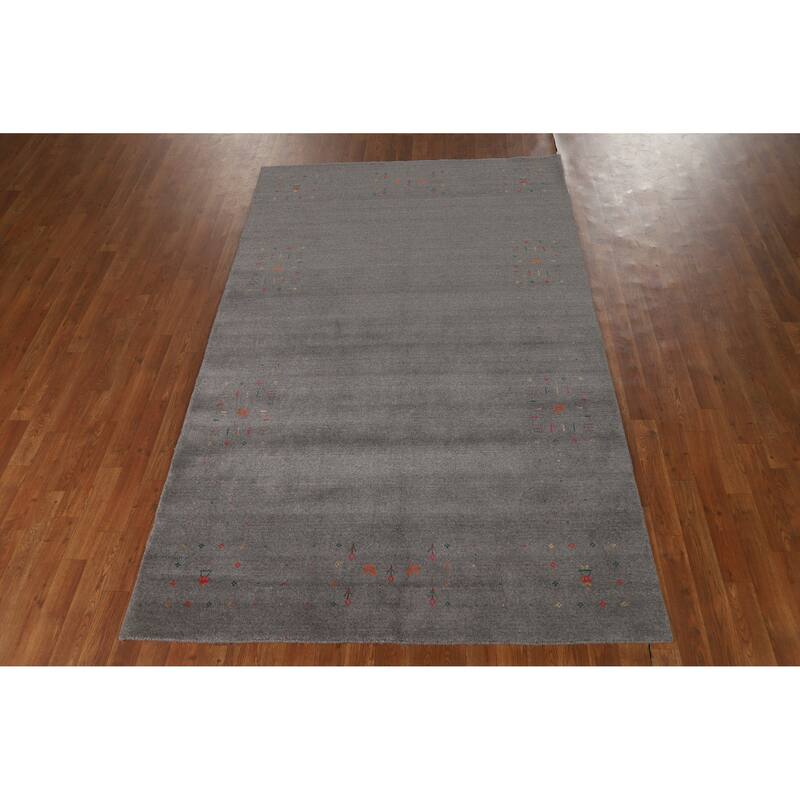 Hand Knotted Oriental 100% Wool Carpet Tribal Tribal Greys & Charcoal Gabbeh Area Rug - 8' 3'' X 5' 1''