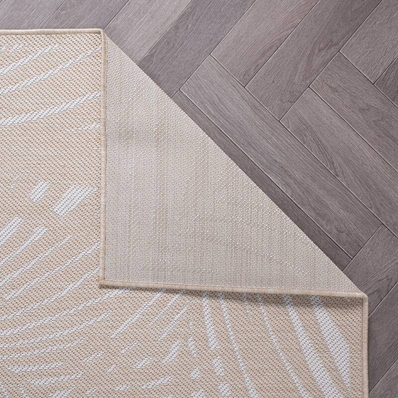 World Rug Gallery Contemporary Palm Leaf Textured Flat Weave Indoor/Outdoor Area Rug