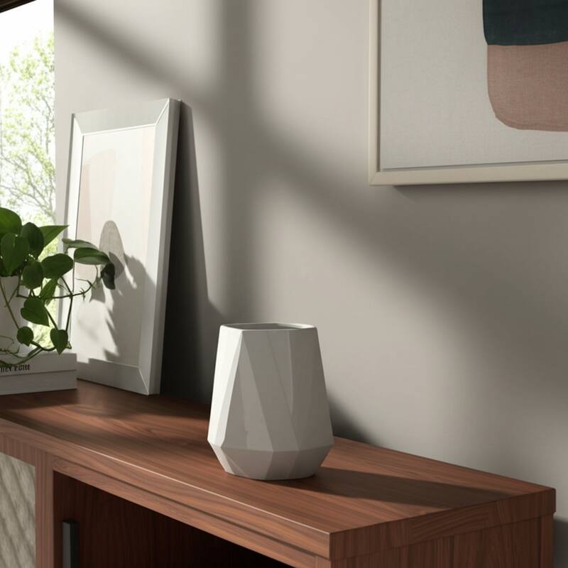Ceramic Decorative Vase Faceted Geometric Angular Contemporary Design