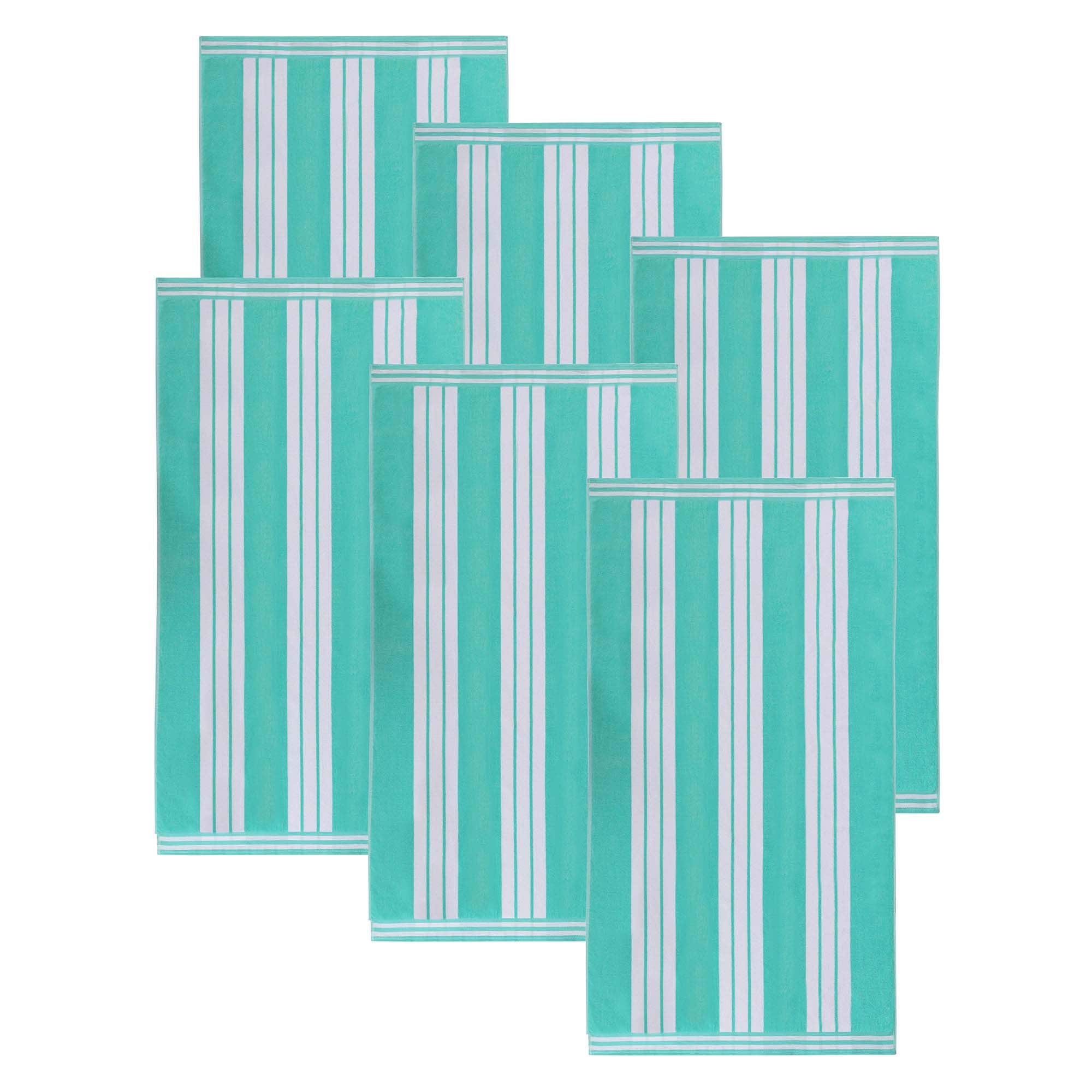 Luxury Oversized Striped Cotton Beach Towel Set - 6 Pack-image