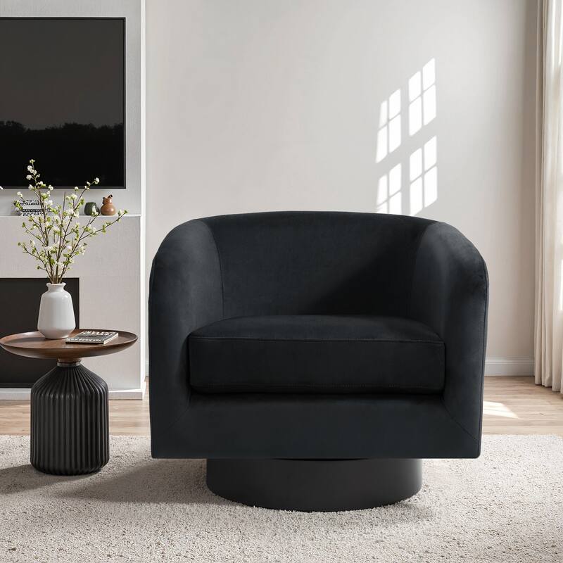Modern Upholstered 360 degree Swivel Accent Arm Chair