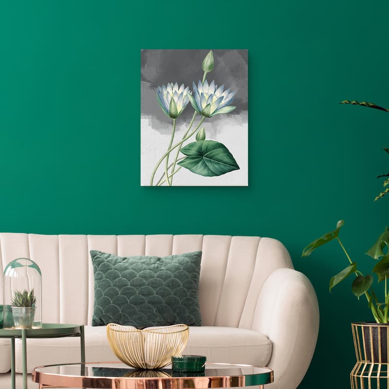 Blue Lotus Grey by Design Lab Canvas Art Print