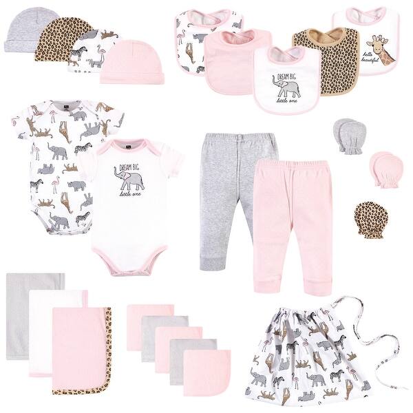 slide 1 of 1, Hudson Baby Infant Girl Layette Start Set Baby Shower Gift 25pc, Modern Pink Safari, 0-6 Months - Modern Pink Safari 0-6 Months - Modern Pink Safari