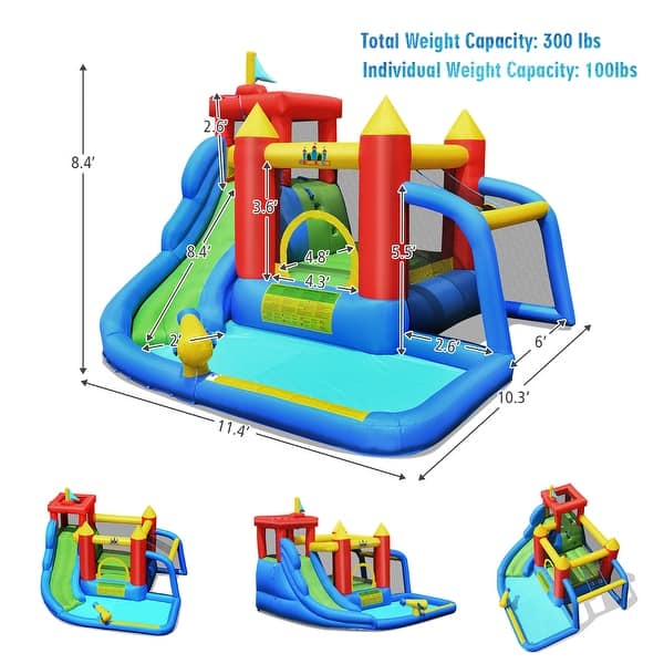 Costway Inflatable Bouncer Water Climb Slide Bounce House Splash Pool - See Details