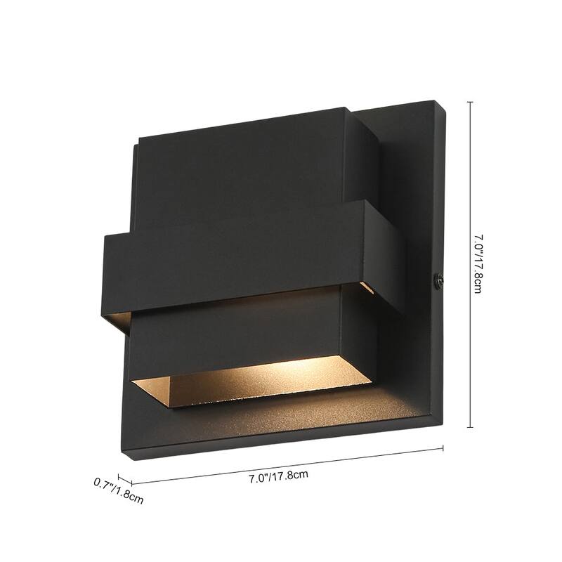 Dimmable LED Layered Square Casing Exterior Wall Sconce - 7.0 in