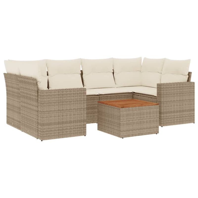 vidaXL Patio Sofa Set with Cushions Outdoor Furniture 7 Piece Poly Rattan - 21.7 x 21.7 x 14.6