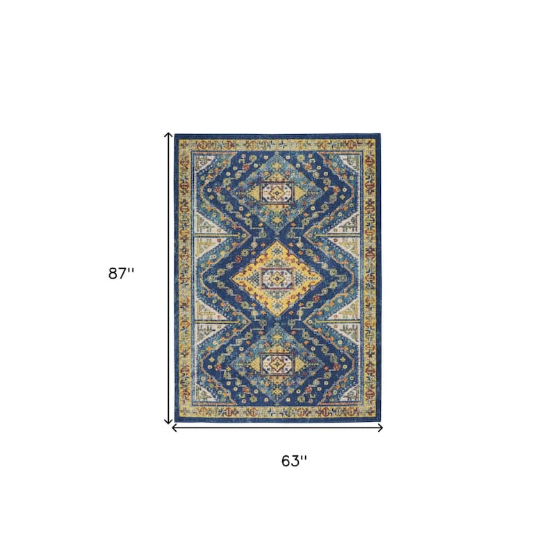 Duvuf Power Loomed Geometric Modern Low Pile Area Rug By HomeRoots - 87' X '63' X '0.25
