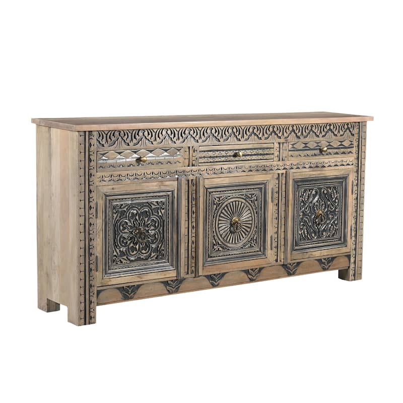 Clara Carved Solid Wood Sideboard - 76"