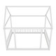 preview thumbnail 7 of 25, Full Size Floor Kids Bed with House Roof Frame and Guardrails, White
