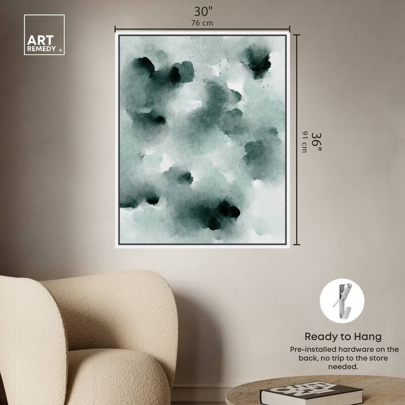 Art Remedy Diluted Smoke In The Snow Framed Watercolor Boho Abstracts