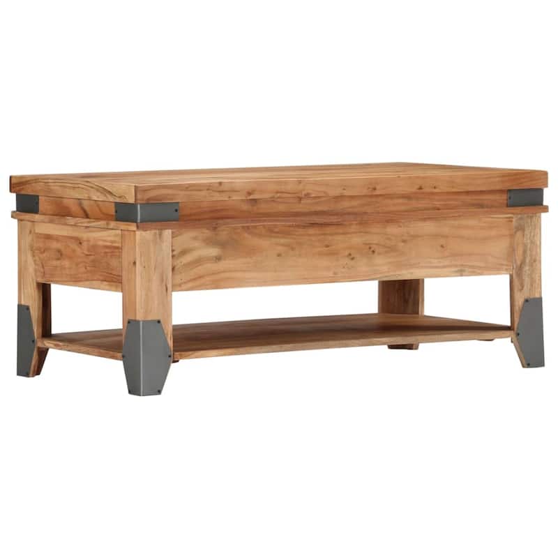 vidaXL Coffee Table 43.3"x20.5"x17.7" Solid Acacia Wood - 43.3" x 20.5" x 17.7"