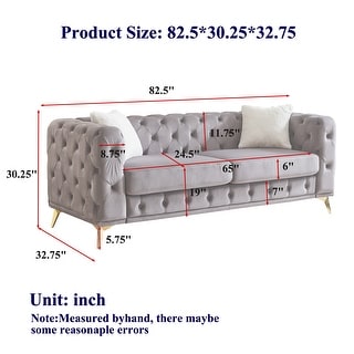 Velvet Upholstered 3 Seater Sofa, Chesterfield Tufted Button Sofa ...