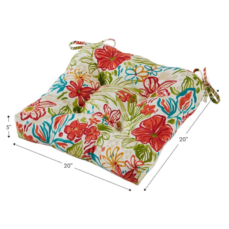 Breeze Floral 20-inch Outdoor Dining Seat Cushion (Set of 2)