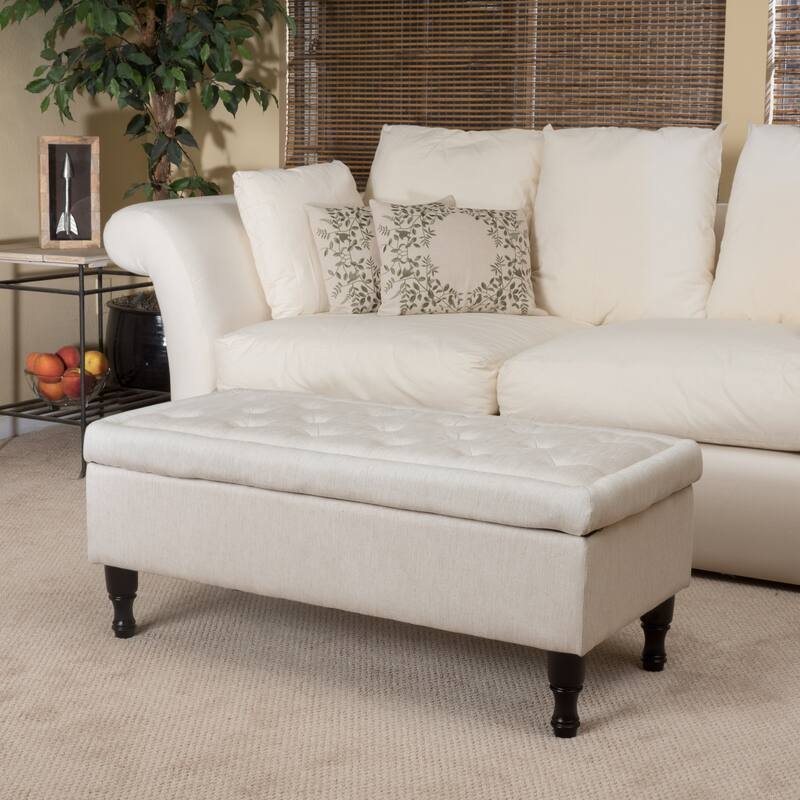 End of Bed Storage Bench Ottoman with Solid Wood legs